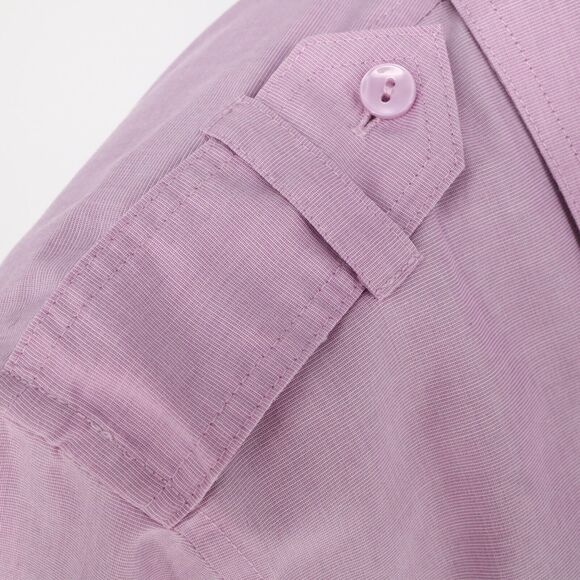 Coldwater Creek Top Petite LP PL Lavender No Iron Cotton Blouse Epaulette Preppy - Picture 6 of 13